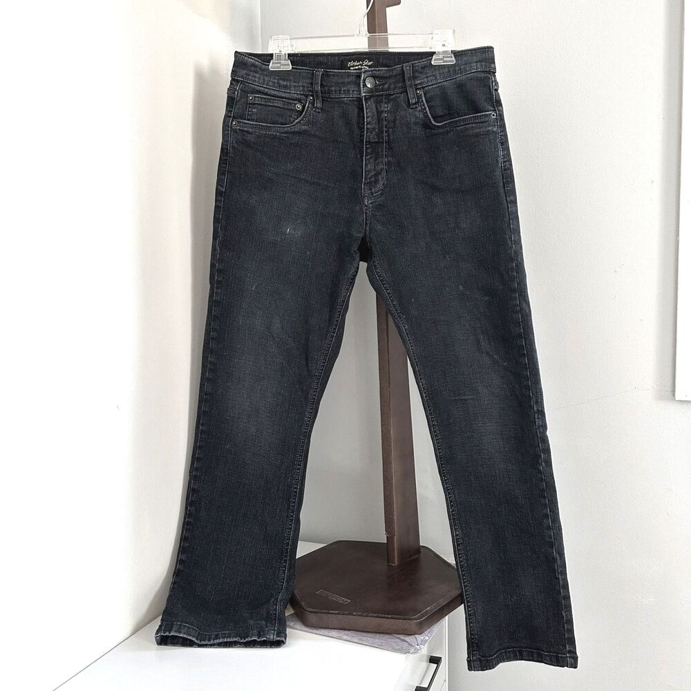 Urban Star Mens Relaxed Fit Straight Leg Jeans 34x30 Dark Wash Stretch Denim
